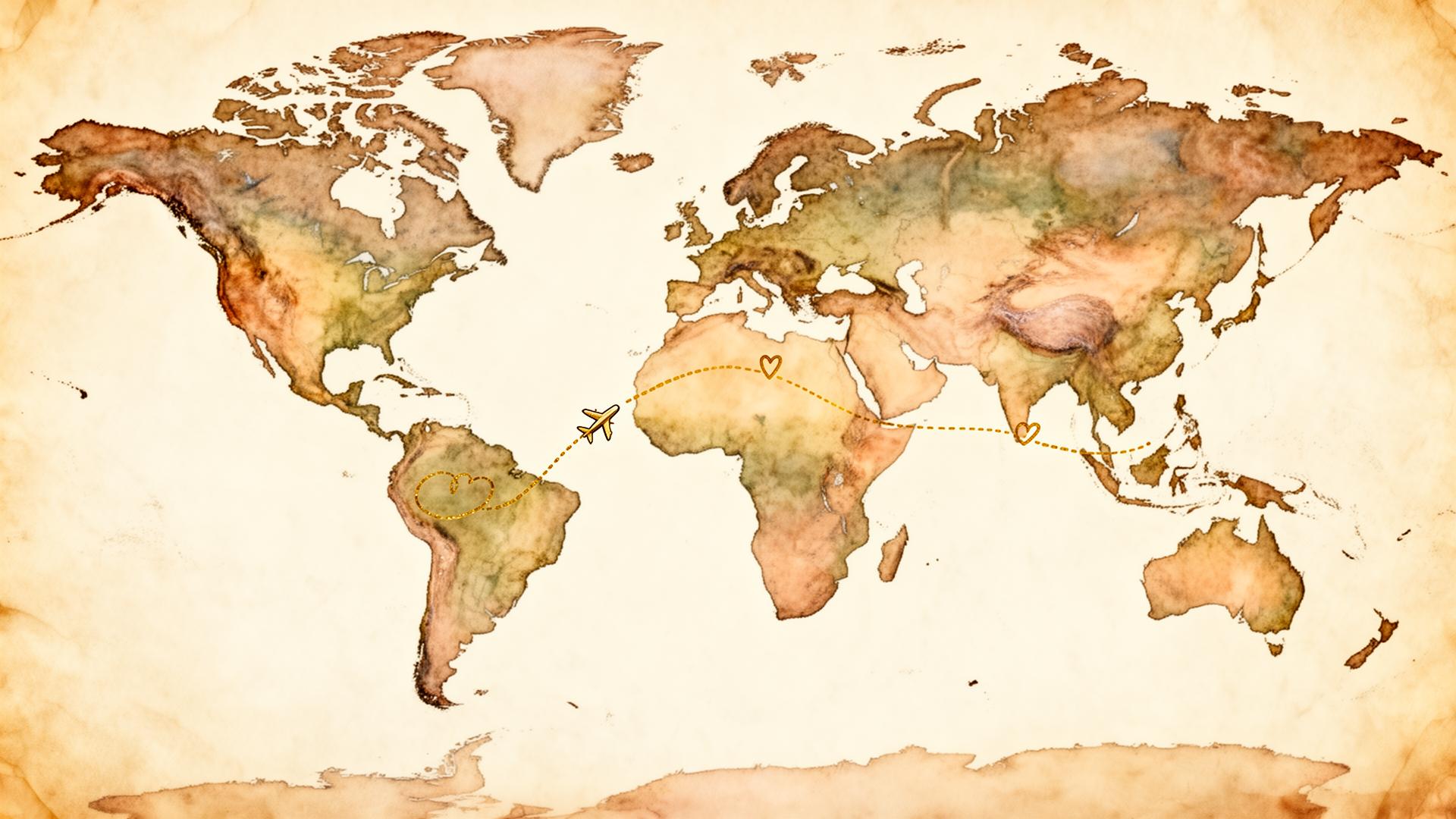 A map from South Africa to Australia